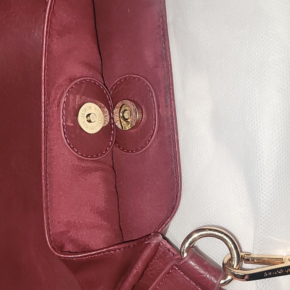 Classic Vegan Leather Messenger by ah•dorned Color Deep Red - Picture 4 of 9